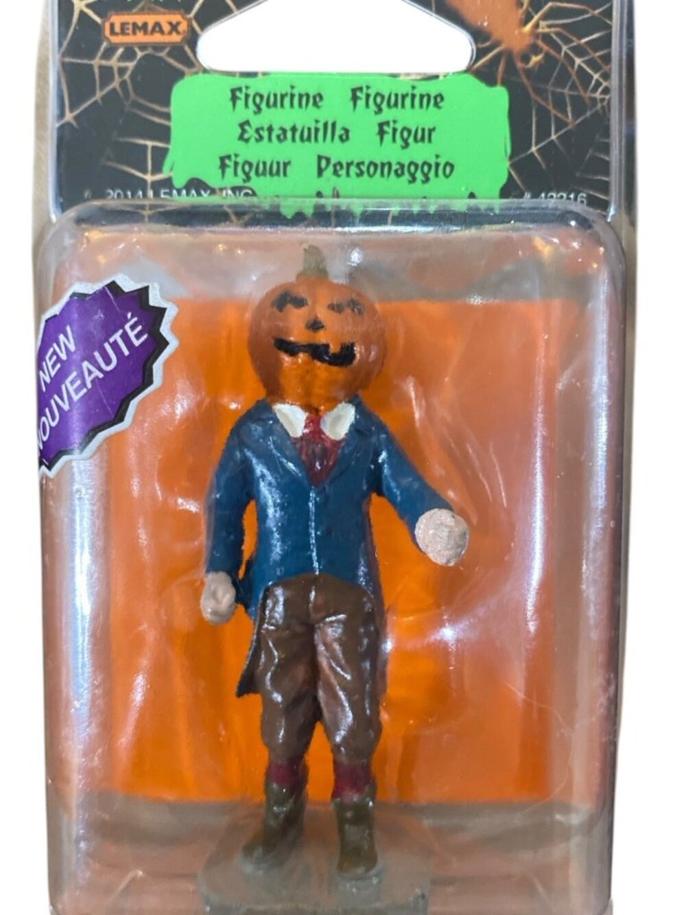 Lemax Spooky Town " Pumpkinman " #42216 Halloween Village Figure Pumpkin Head
